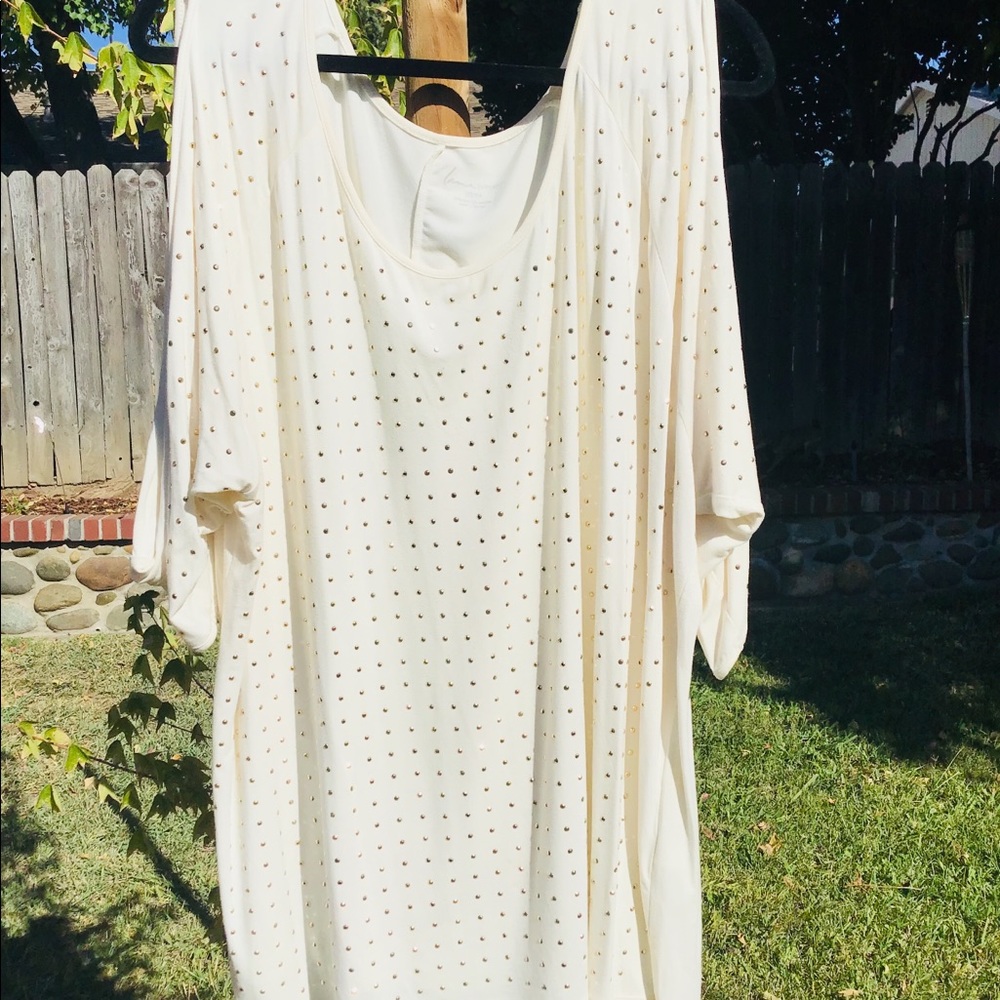 Lane Bryant studded cream top